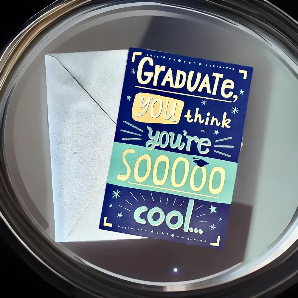 Hallmark High School Graduation Greeting Card Funny Bold Metalic and Blue